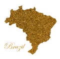 Map of Brazil. Silhouette with golden glitter texture