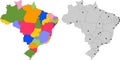 Map of Brazil with states splited 27 illustration