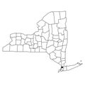 Map of Bronx County in New York state on white background. single County map highlighted by black colour on New york map Royalty Free Stock Photo