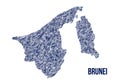 The map of the Brunei made of pictograms of people or stickman figures. The concept of population, sociocultural system