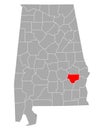 Map of Bullock in Alabama