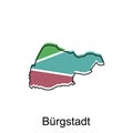 map of Burgstadt national borders, important cities, World map country vector illustration design template Royalty Free Stock Photo