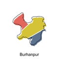 Map of Burhanpur modern geometric illustration, map of India country vector design template Royalty Free Stock Photo