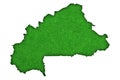 Map of Burkina Faso on green felt