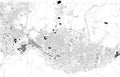 Map of Bursa, Turkey, satellite view, black and white map. Asia