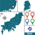 Map of Busan with Districts