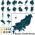 Map of Busan with Districts