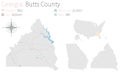 Map of Butts County in Georgia