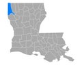 Map of Caddo in Louisiana