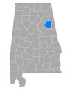 Map of Calhoun in Alabama