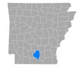 Map of Calhoun in Arkansas