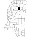 Map of Calhoun County in Mississippi state on white background. single County map highlighted by black colour on Mississippi map.