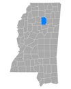 Map of Calhoun in Mississippi
