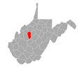 Map of Calhoun in West Virginia