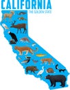 Map of California with animals