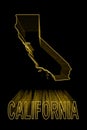 Map of California, Gold Map On Black Background