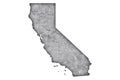 Map of California on weathered concrete