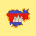 Cambodia - Map colored with Cambodian flag