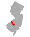 Map of Camden in New Jersey