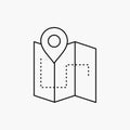 Map, Camping, plan, track, location Line Icon. Vector isolated illustration Royalty Free Stock Photo