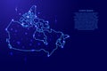 Map Canada from the contours network blue, luminous space stars vector illustration