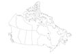 Map of Canada divided into 10 provinces and 3 territories. Administrative regions of Canada. Blank white map with black Royalty Free Stock Photo