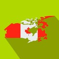 Map of Canada with the image of the national flag