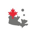 Map, Canada, Leaf  Flat Color Icon. Vector icon banner Template Royalty Free Stock Photo