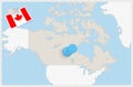 Map of Canada with a pinned blue pin. Pinned flag of Canada Royalty Free Stock Photo