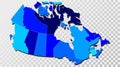 Map of Canada in Shades of Blue Royalty Free Stock Photo