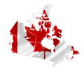 Map of Canada with waving flag isolated on white Royalty Free Stock Photo