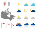 Map of Canada with weather symbols