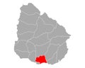 Map of Canelones in Uruguay Royalty Free Stock Photo