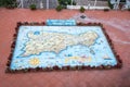 Map of Capri painted on a glazed tiles