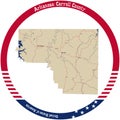 Map of Carroll County in Arkansas, USA.