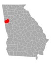 Map of Carroll in Georgia