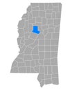Map of Carroll in Mississippi
