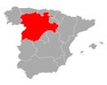 Map of Castile and Leon in Spain