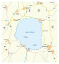 Map of the central Italian Lake Bolsena, Lazio, Italy
