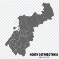 Blank map North Ostrobothnia Region of Finland. High quality map North Ostrobothnia on transparent background