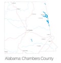 Map of Chambers county in Alabama