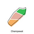 Map of Champawat modern geometric illustration, map of India country vector design template Royalty Free Stock Photo