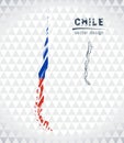 Map of chile with hand drawn sketch pen map inside. Vector illustration