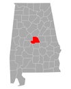 Map of Chilton in Alabama
