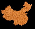 Map of China in dry cracked mud in brown Royalty Free Stock Photo