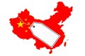 Map of China with Flag and Blank Sale Tag. 3d Rendering Royalty Free Stock Photo