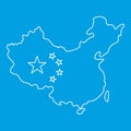 Map of China with flag icon, outline style Royalty Free Stock Photo