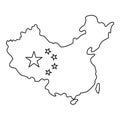 Map of China with flag icon, outline style Royalty Free Stock Photo