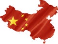China Map with Flag Royalty Free Stock Photo