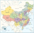 China map - highly detailed vector illustration Royalty Free Stock Photo